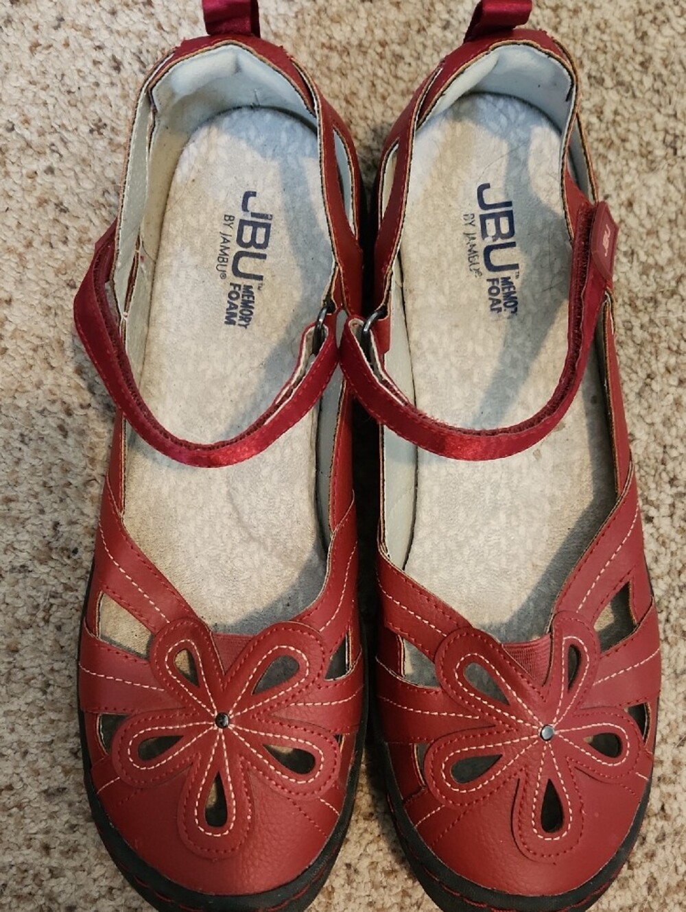 JBU Women's Red Mary Jane Flats with Strap Sz 10
